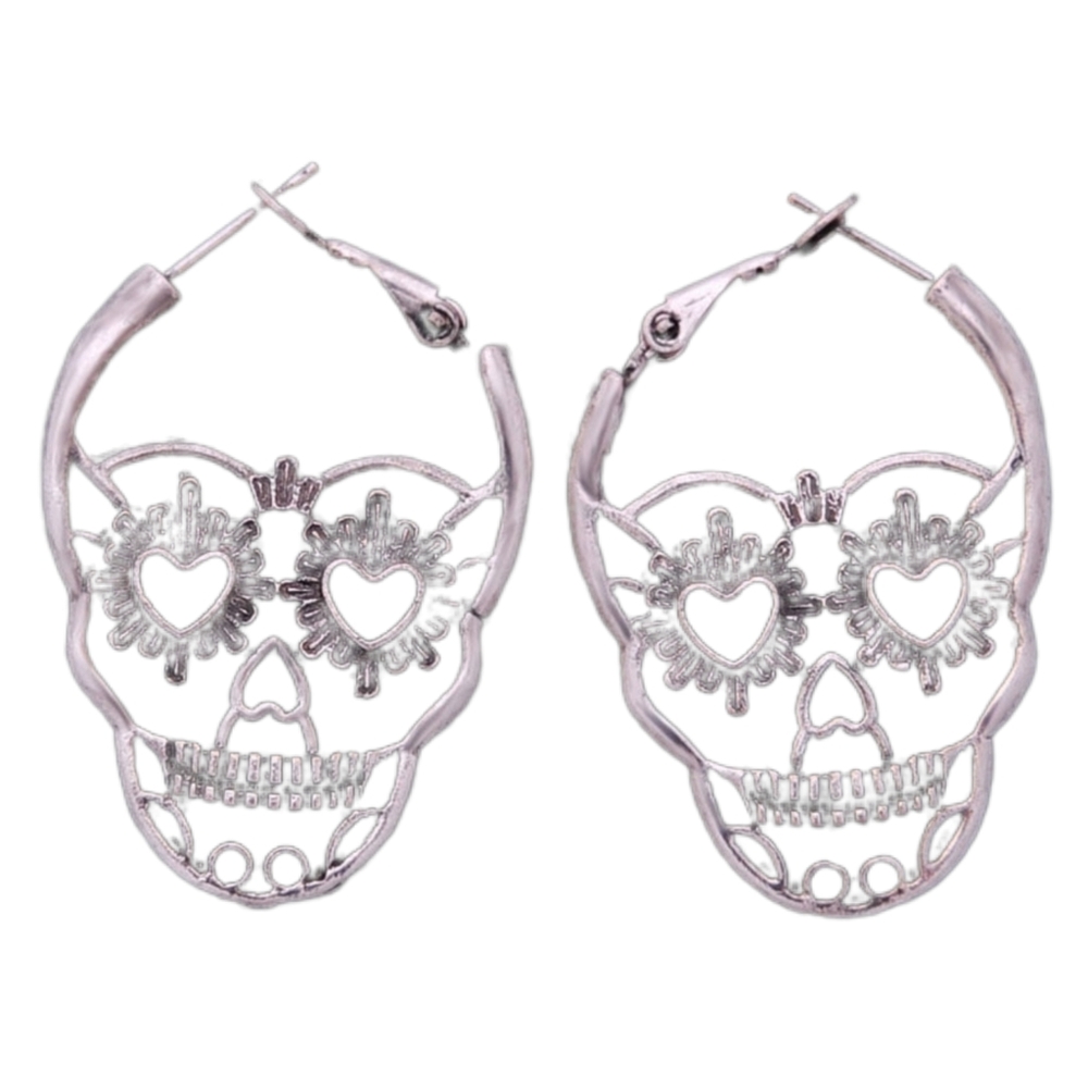 Skull Punk Hoop Earrings - Picture 3 of 16
